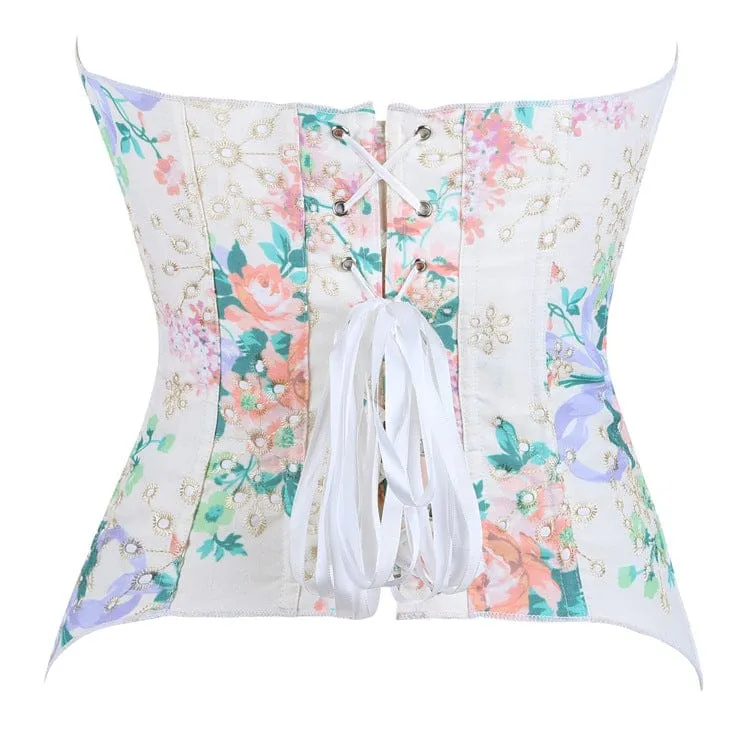 Damen Gothic Unregelmäßiges Vollbrustkorsett mit Blumenmuster