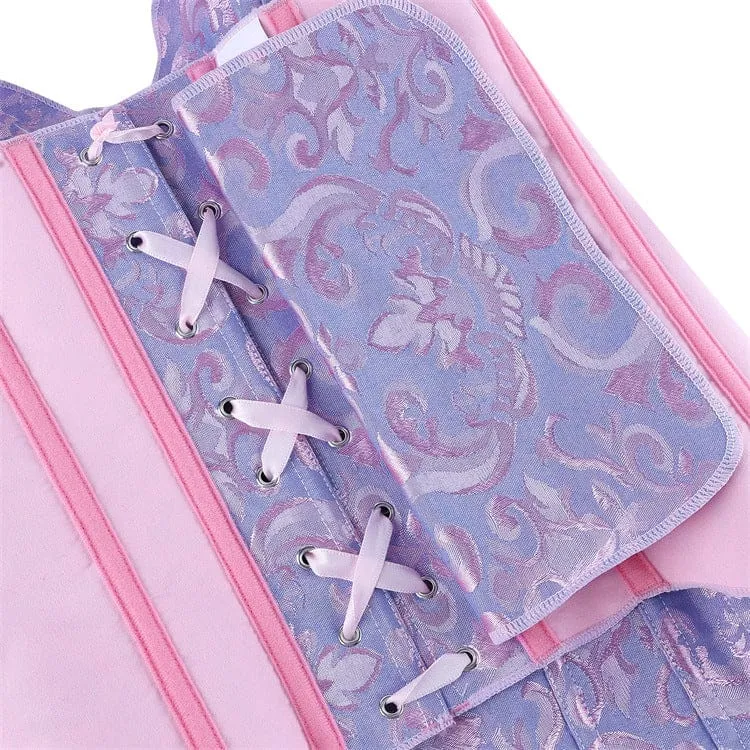Gothic-Korsett für Damen mit unregelmäßigem floralem Jacquardmuster und Überbrustumfang