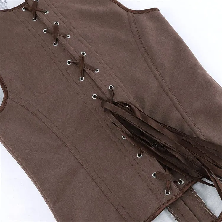 Gothic-Unterbrustkorsett für Damen, einfarbig, zum Schnüren