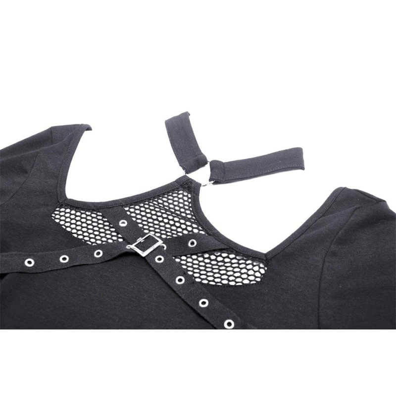 Damen Punk Mesh Splice Neckholder Crop Top