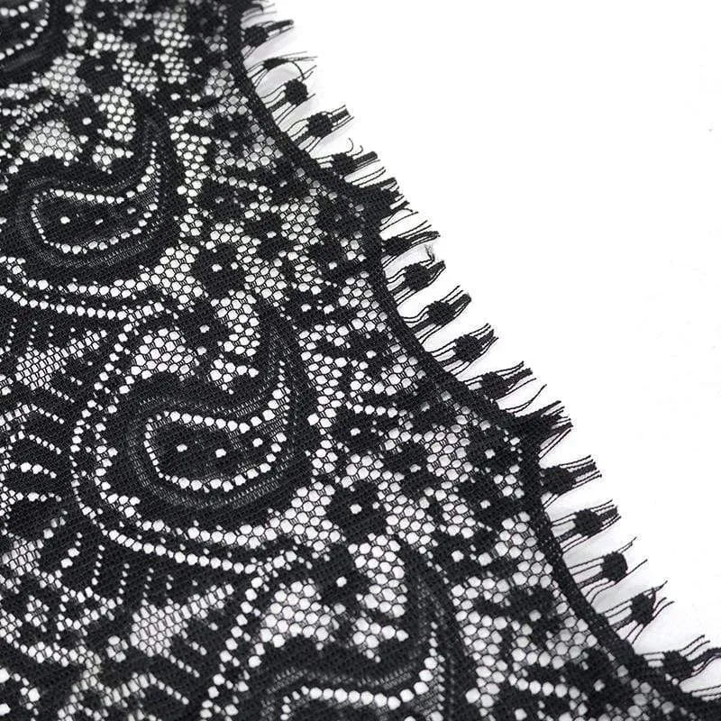 Gothic Crochet Quasten für Damen Schwarzer Umhang