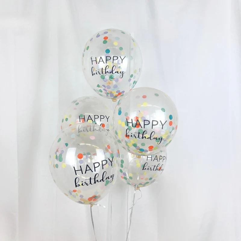 Luftballon-Set Konfetti Mix Bunt "Happy Birthday" 5 Stk.
