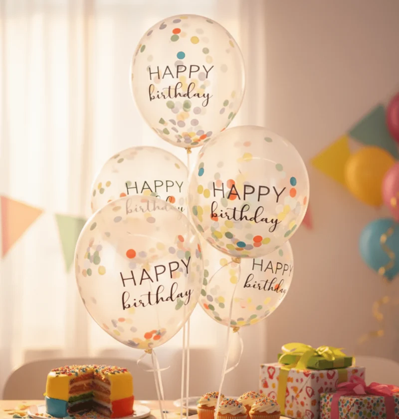 Luftballon-Set Konfetti Mix Bunt "Happy Birthday" 5 Stk.