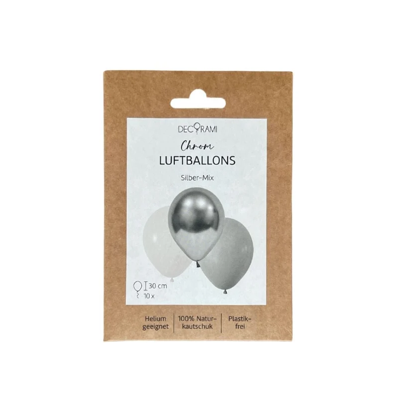 Luftballon-Set Chrom-Mix Silber 10 Stk.