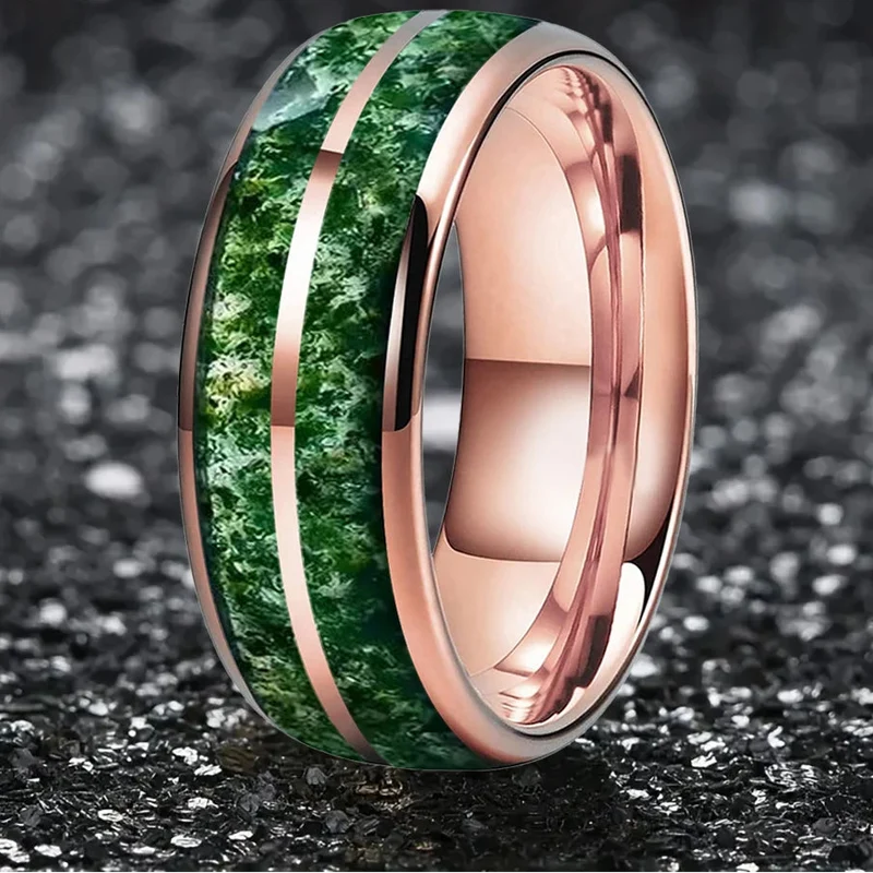 Moss Agate Couple Rings