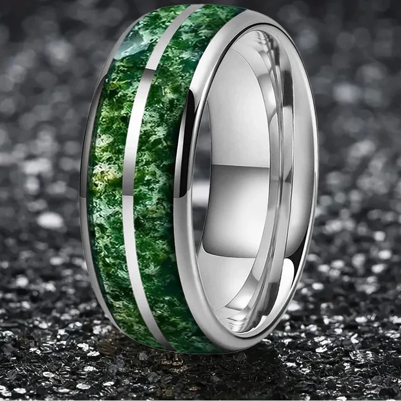 Moss Agate Couple Rings