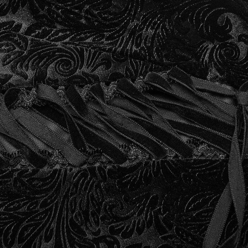 Damen-Gothic-Schnürsamt-Schlaghose aus Samt in Schwarz