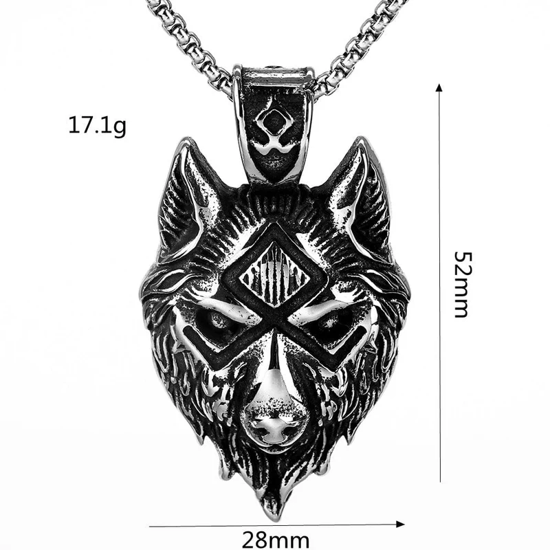 Punk-Wolfskopf-Halskette für Herren