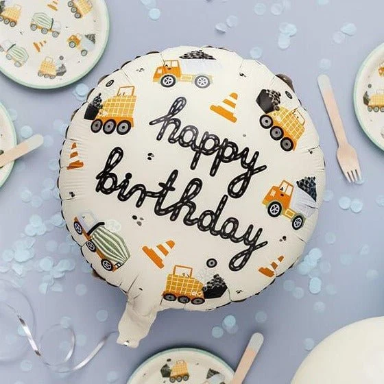 Geburtstagsballon "Happy Birthday" Baustelle