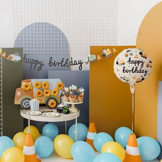 Geburtstagsballon "Happy Birthday" Baustelle