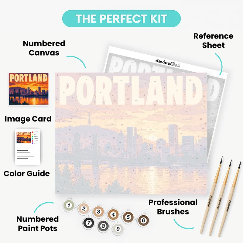 Portland Sunset Skyline - Paint by Numbers Kit