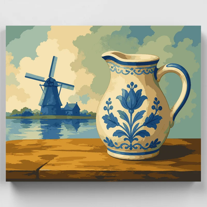 Delft Jug & Windmill - Paint by Numbers Kit