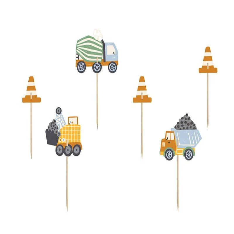 Cake-Topper Baufahrzeuge 6 Stk.