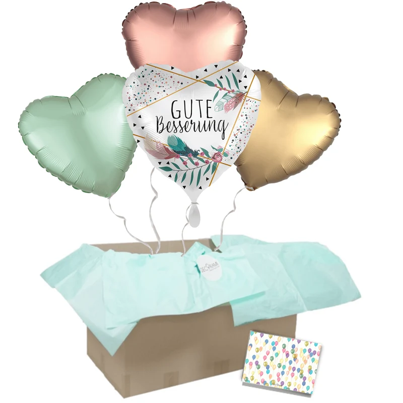 Heliumballon-Geschenk "Gute Besserung" Boho