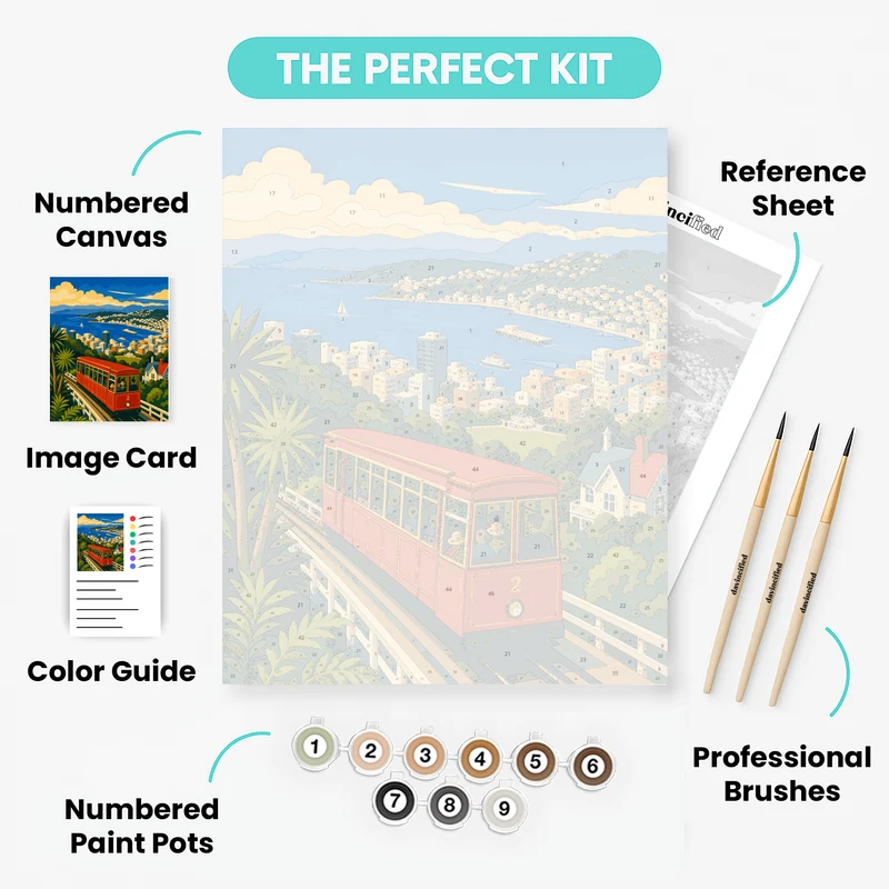 Red Cable Car Ascent - Paint by Numbers Kit