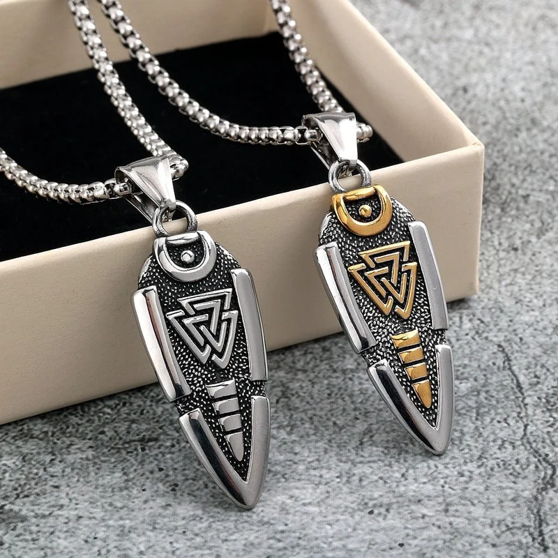 Herren-Punk-Runen-Valknut-Halskette