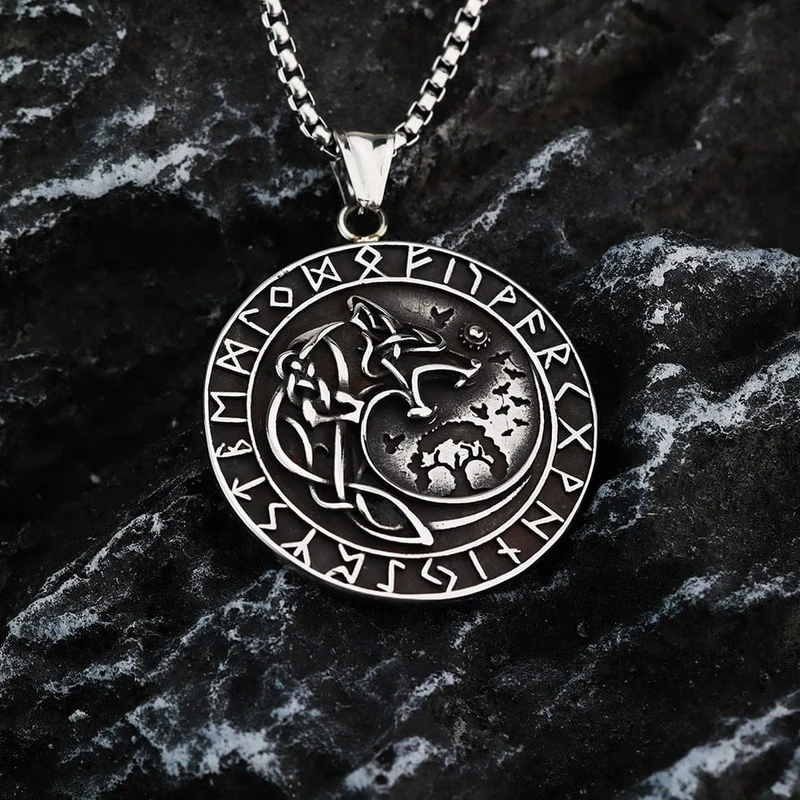 Punk-Runen-Fenrir-Halskette für Herren