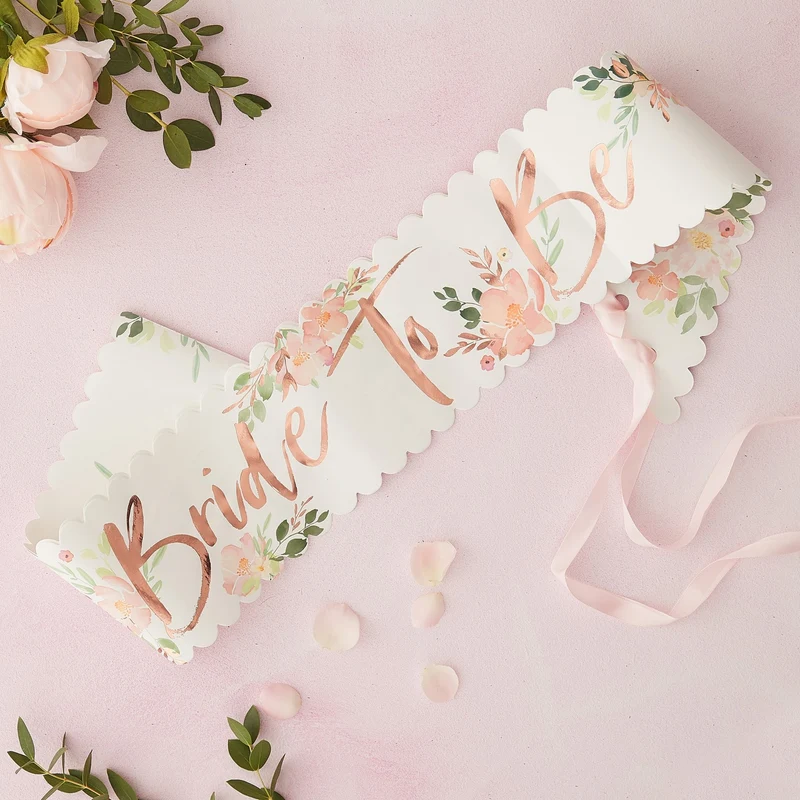 Schärpe "Bride To Be" Roségold Floral