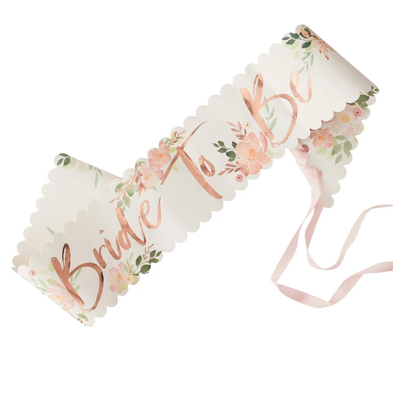 Schärpe "Bride To Be" Roségold Floral