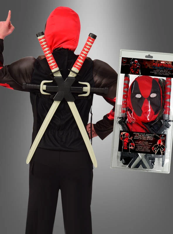 Deadpool Kostüm Set mit Waffen