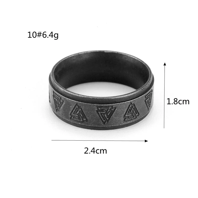 Herren-Punk-Ring aus Valknut im Used-Look