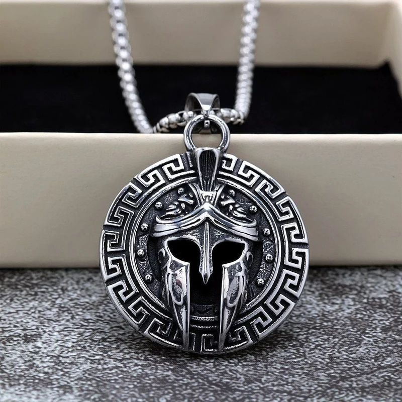 Punk Meander Spartan Helmet Halskette für Herren