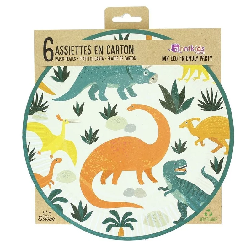 Pappteller Dinosaurier 6 Stk.