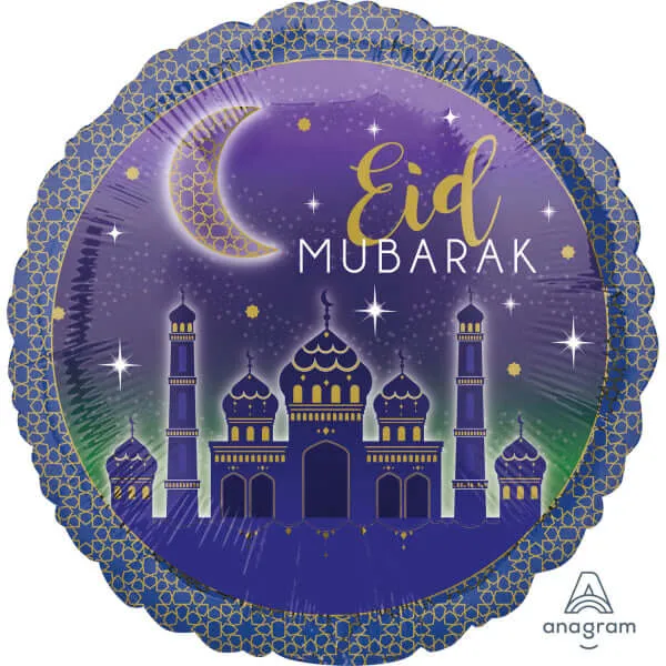 Rund-Folienballon "Eid Mubarak" Lila