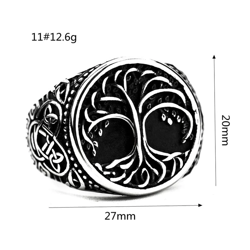 Punk-Ring für Herren mit keltischem Knoten und Lebensbaum-Motiv