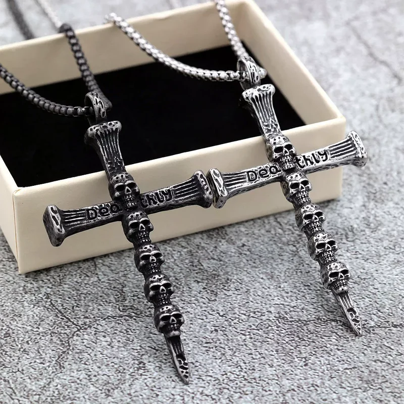 Gothic-Totenkopf-Halskette für Herren