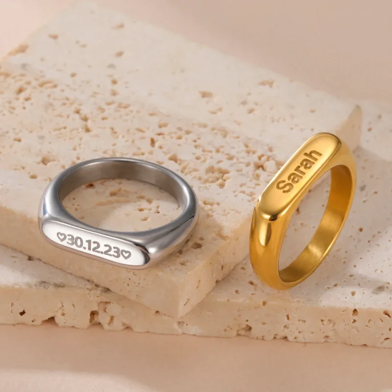 Paar Ringe Mit Gravur Silber