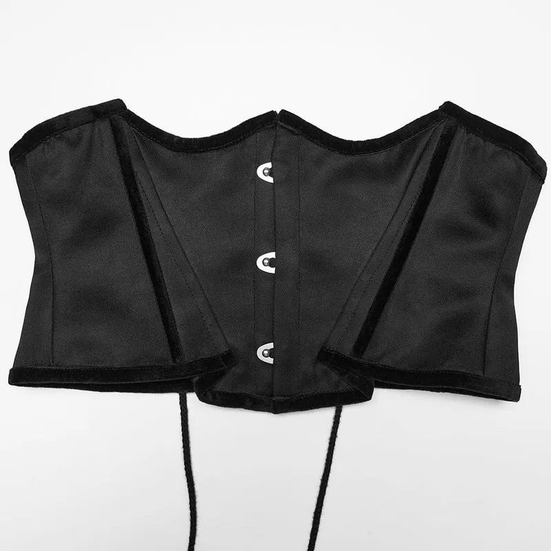 Schwarzes Gothic-Unterbrustkorsett in Fledermausform mit Schnürung für Damen