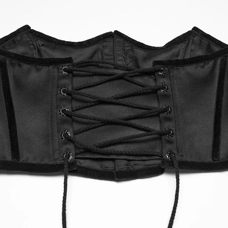 Schwarzes Gothic-Unterbrustkorsett in Fledermausform mit Schnürung für Damen