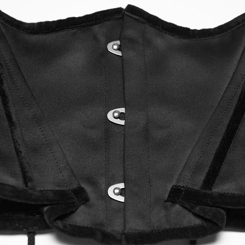 Schwarzes Gothic-Unterbrustkorsett in Fledermausform mit Schnürung für Damen