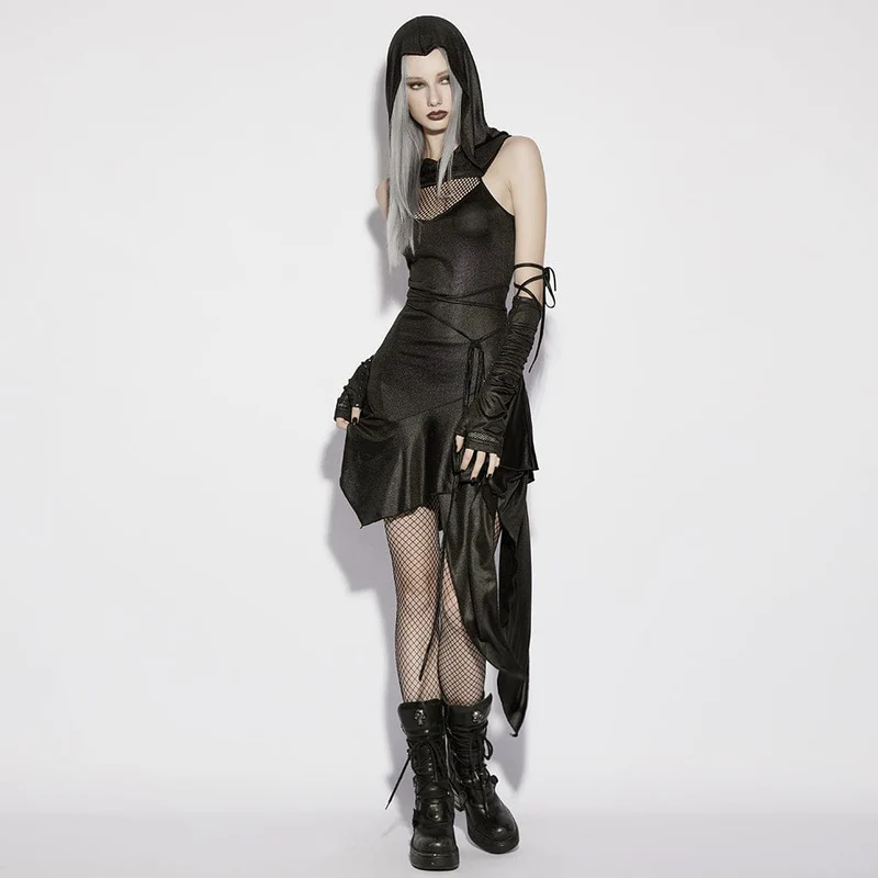 Punk-Nieten-Handschuhe für Damen mit gerafftem Riemen