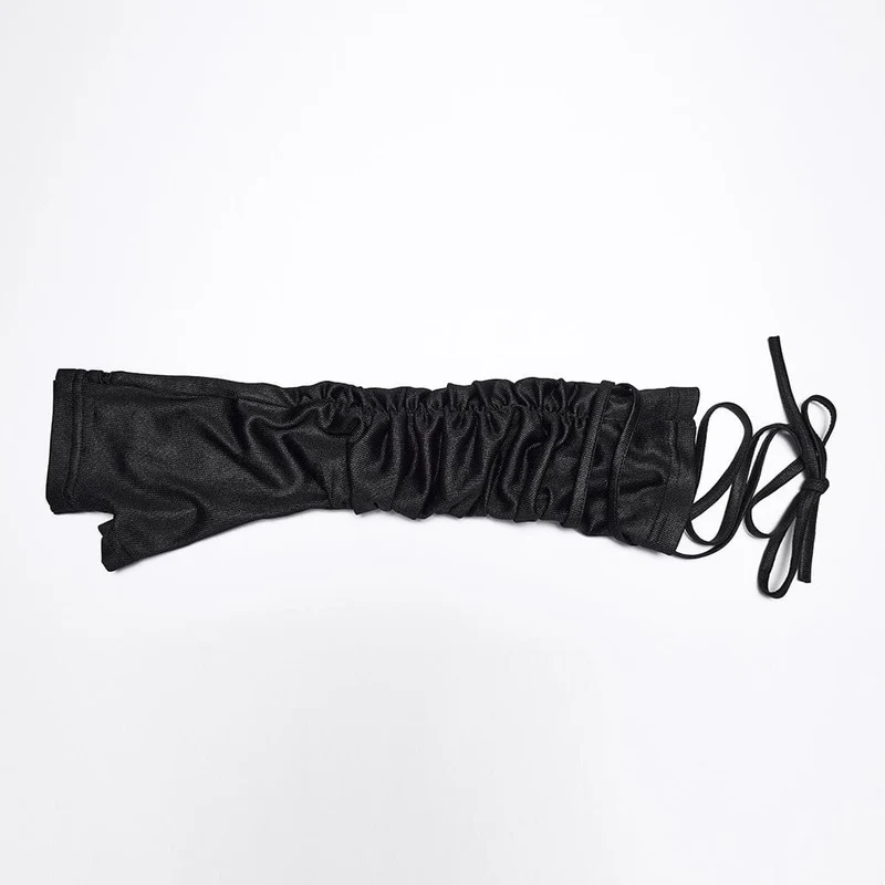 Punk-Nieten-Handschuhe für Damen mit gerafftem Riemen