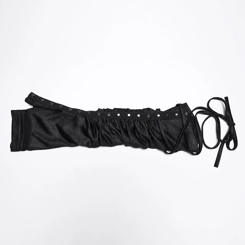 Punk-Nieten-Handschuhe für Damen mit gerafftem Riemen