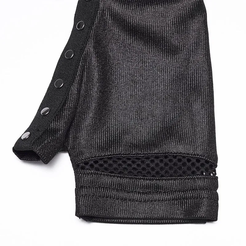 Punk-Nieten-Handschuhe für Damen mit gerafftem Riemen