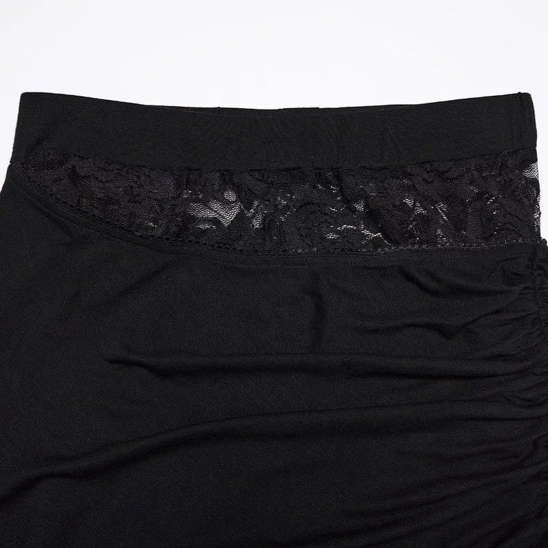 Gothic-Rock für Damen mit Rosen-Spitzenapplikationen und Seitenschlitz