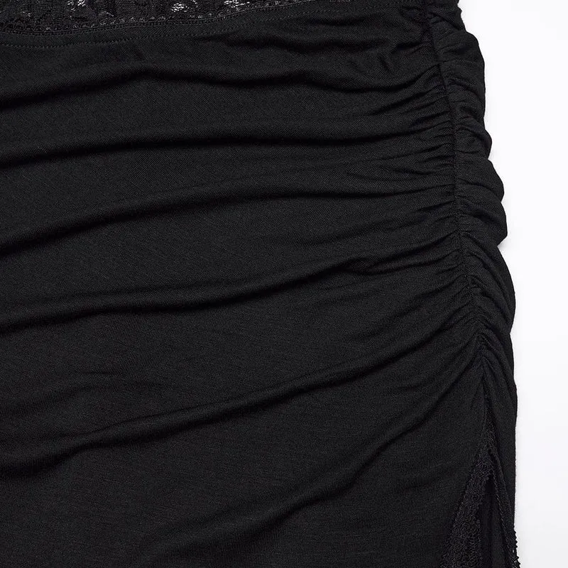 Gothic-Rock für Damen mit Rosen-Spitzenapplikationen und Seitenschlitz