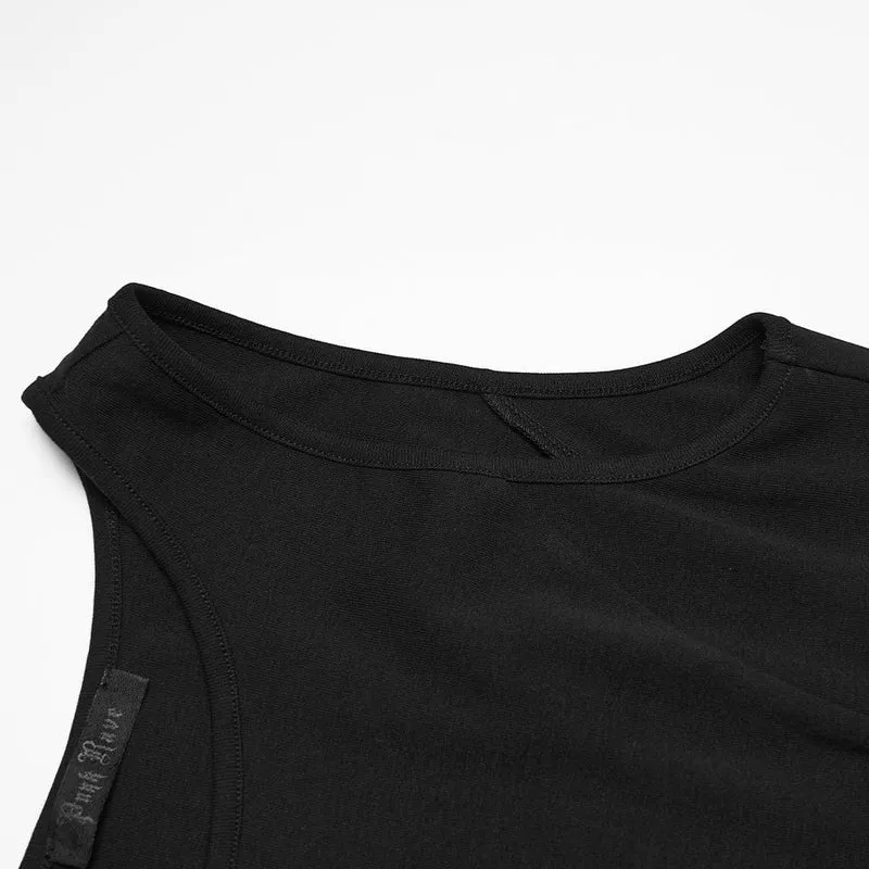 Ärmelloses Gothic-Kleid mit Mondphasenmuster für Damen, Abschlusskleid