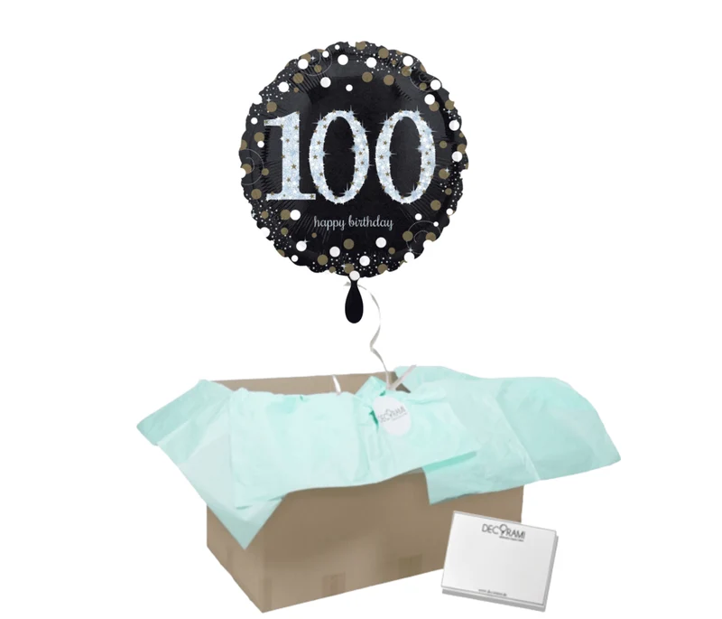 Heliumballon-Geschenk "100 Happy Birthday" Sparkling