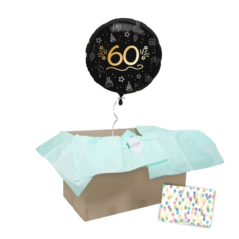 Heliumballon-Geschenk "60" Happy Birthday Sparkling