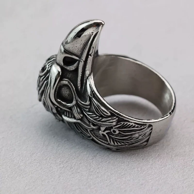 Herren-Ring mit Punk-Rabenkopf