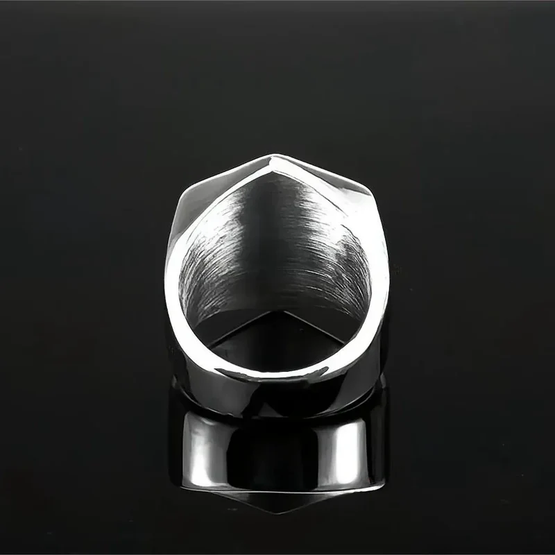 Punk-Ring für Herren mit nordischen Runen und geometrischem Sechseckmuster