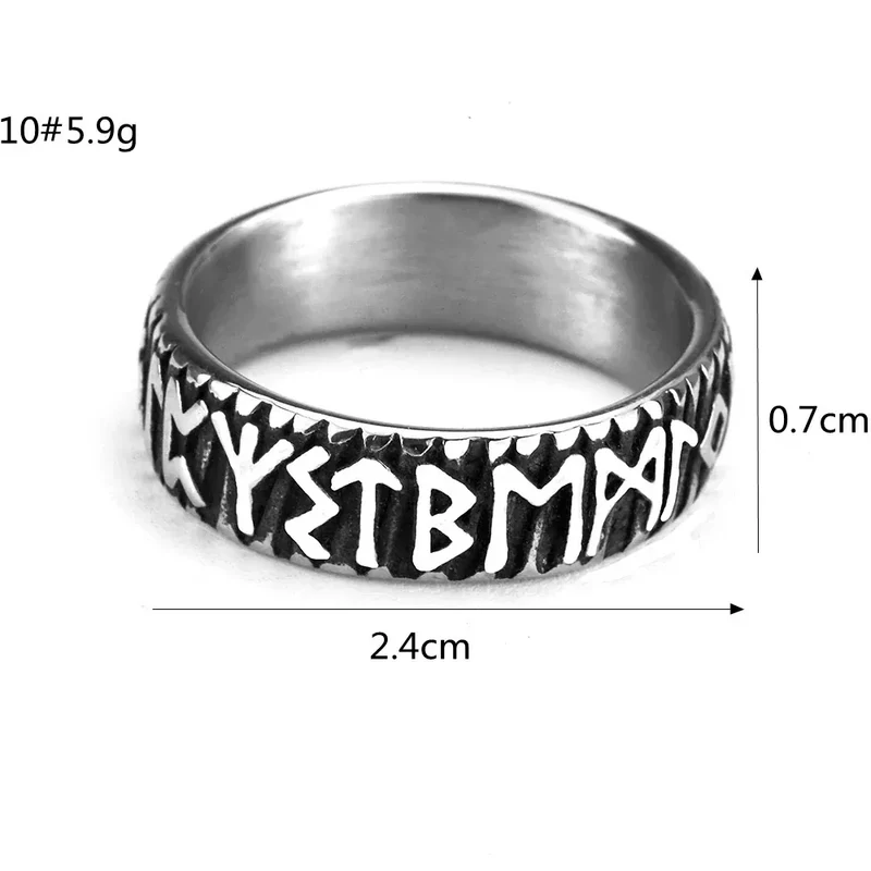 Punk-Ring mit nordischen Runen für Herren
