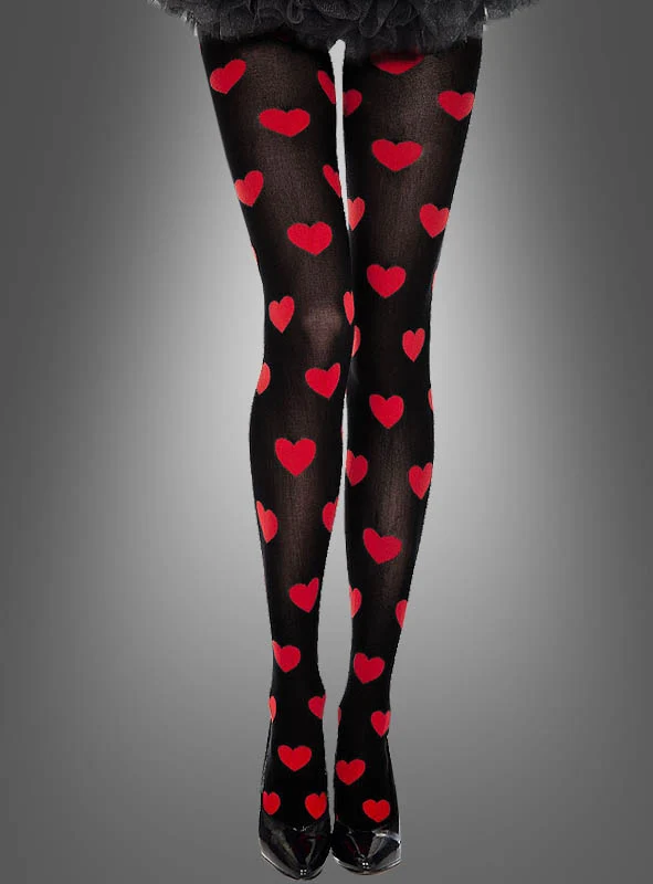 Schwarze Strumpfhose mit Herzen