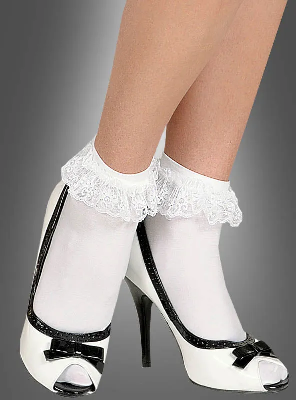 Weiße Socken mit Spitze
