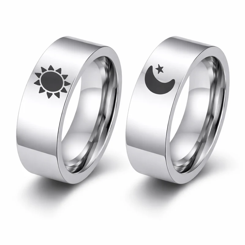Paar Ringe Schwarz Silber