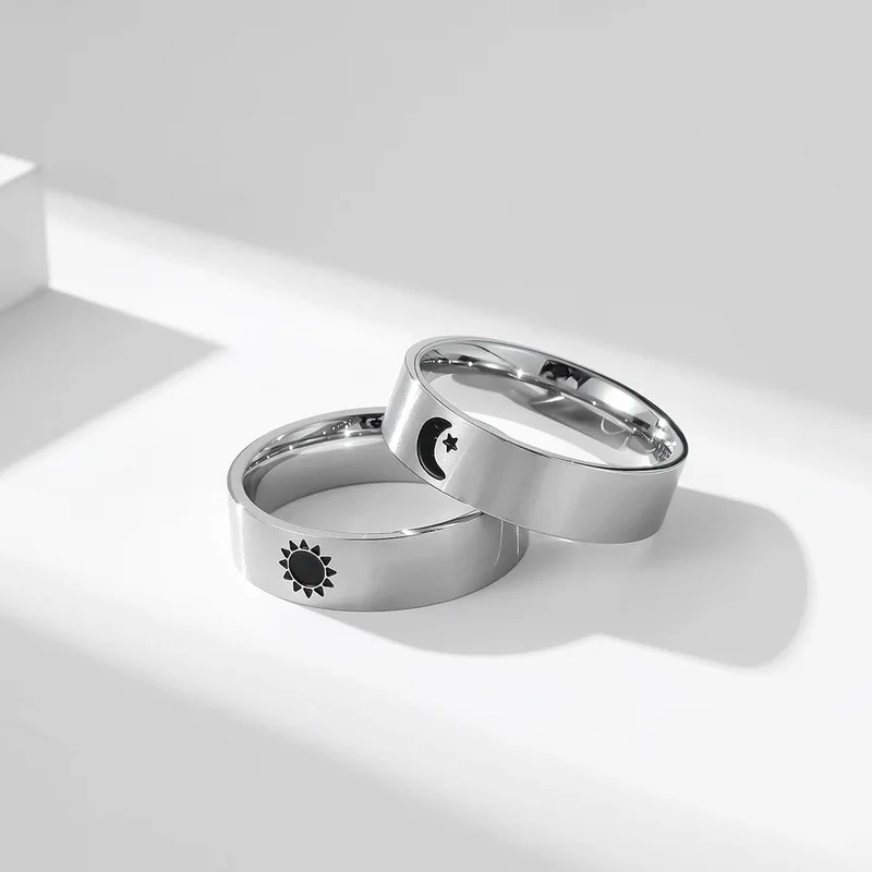 Paar Ringe Schwarz Silber